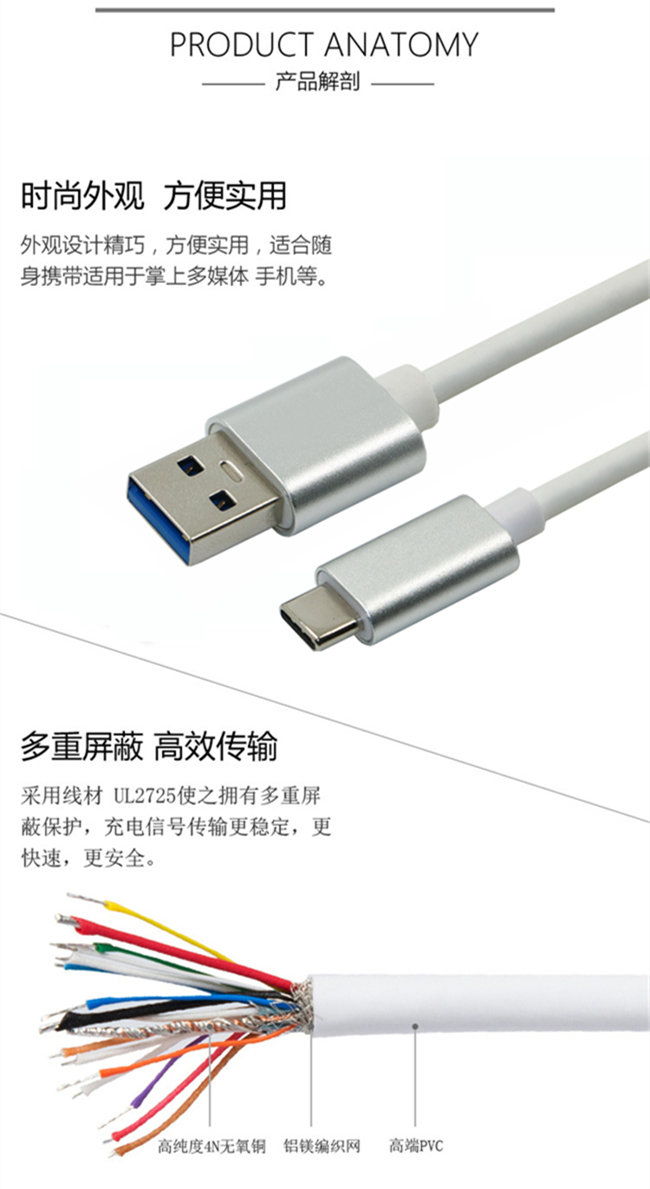 usb3.1type-c鋁合金數(shù)據(jù)線